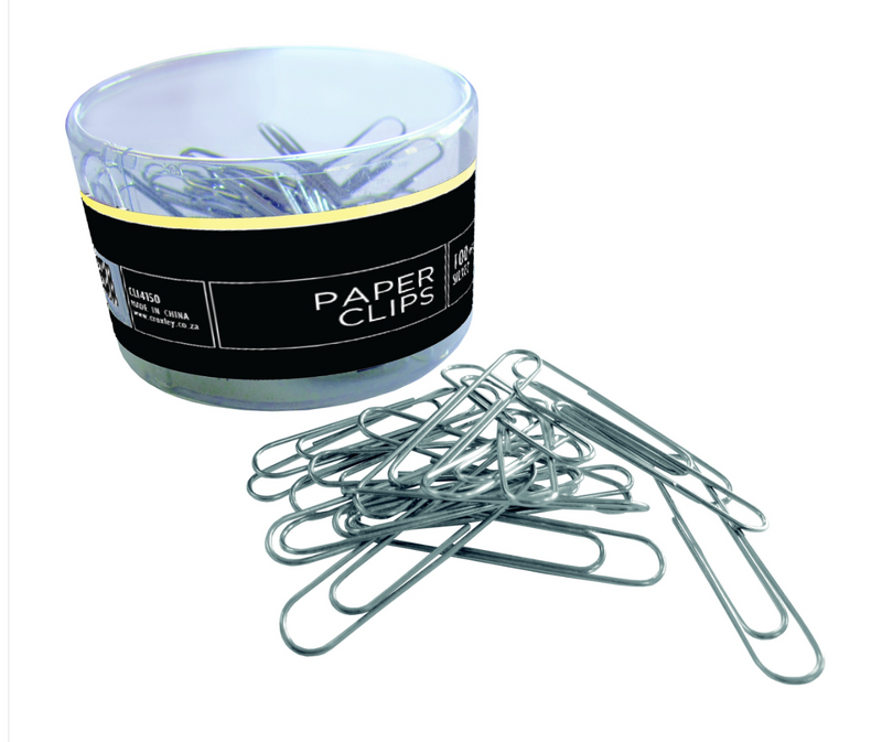 CROXLEY 50mm Silver Paper Clips Tub 100's