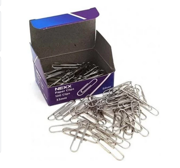 NEXX GEM PAPER CLIPS 33MM SILVER 100'S