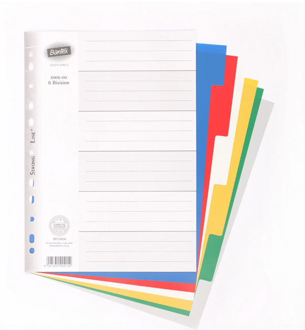 BANTEX A4 6 DIVISION – PP MULTI COLOUR