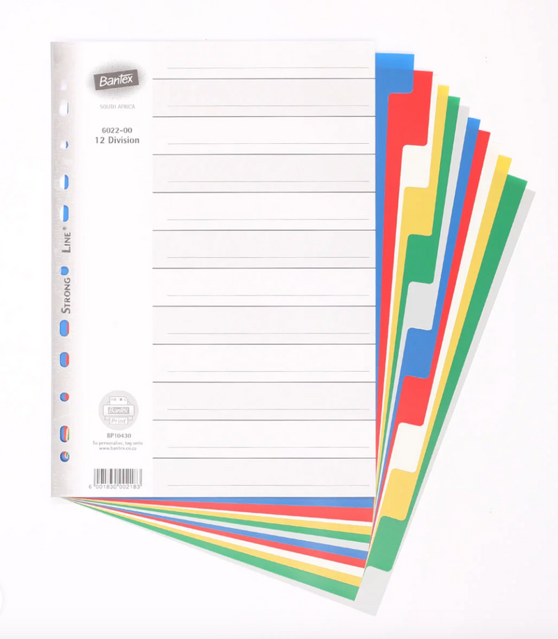 BANTEX A4 12 DIVISION PP – PP MULTI COLOUR