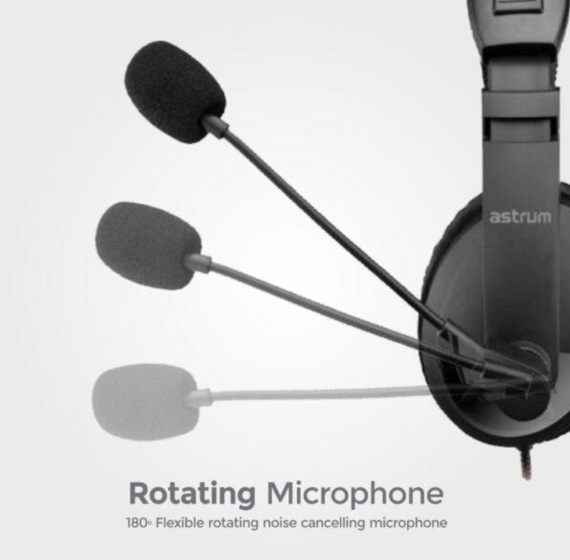 ASTRUM HS125 Over-ear Wired Stereo Headset with Flex Mic