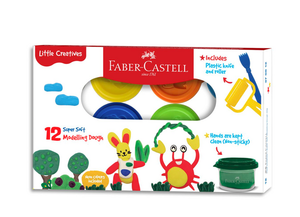 Faber Castell Little Creatives Modelling Dough - Set of 12 (Basic 8 + Neon 4)