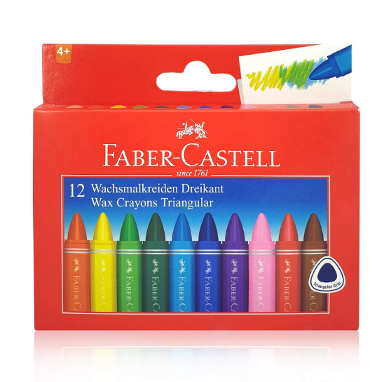 Faber Castell Wax Crayons Triangular BX12 Per Box