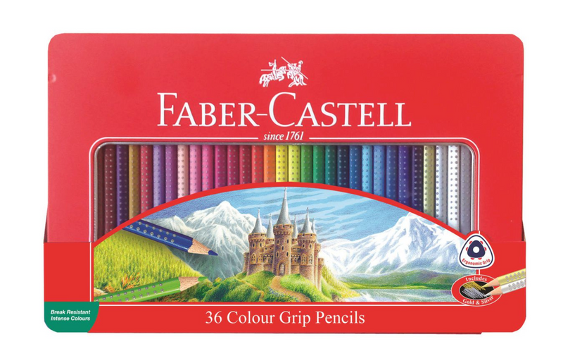 Faber Castell Grip Colour Pencils Tin Of 36