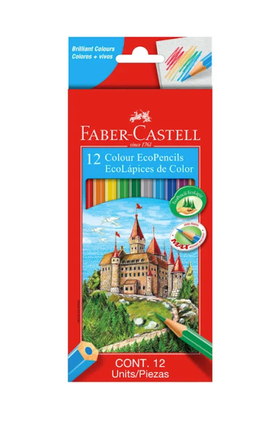 Faber Castell 12 Full Hexagonal/Eco Colour Pencils Without Sharpener