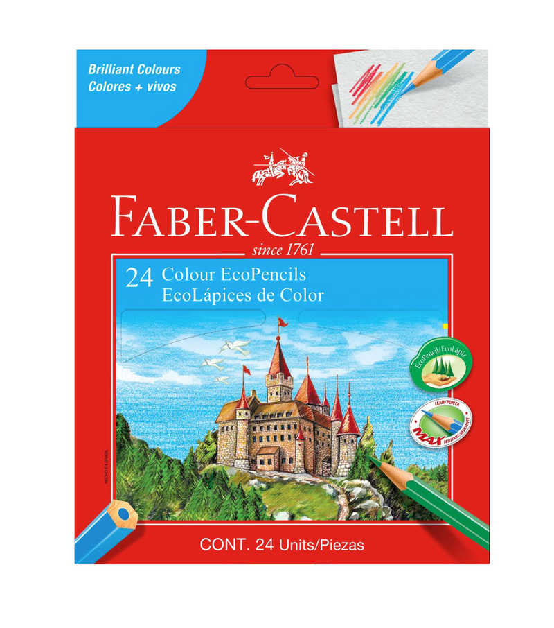 Faber Castell 24 Full  Hex/Eco Colour Pencil Without Sharpener