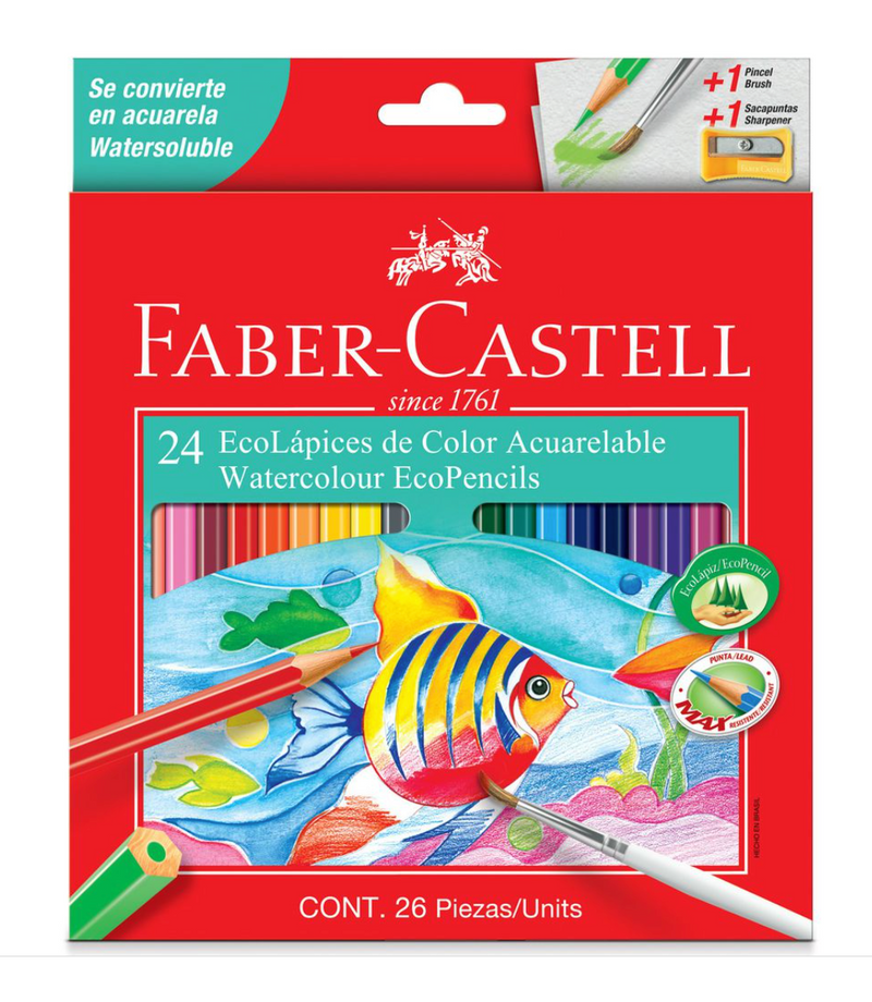 Faber Castell 24 Full Aquarelle Colour Pencil Box of 24