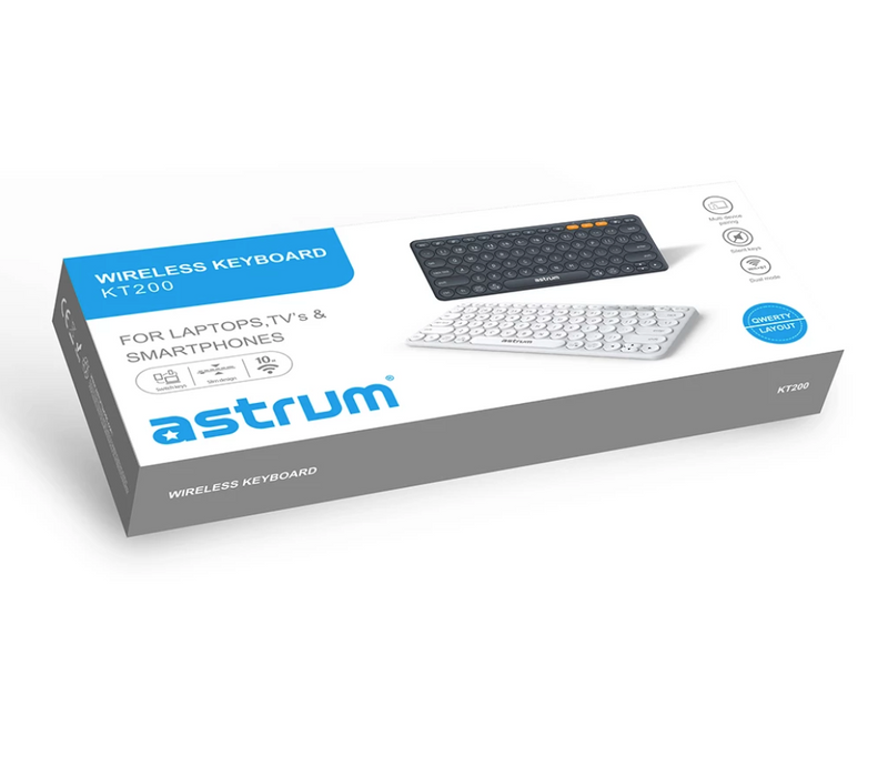 KT200 | A51020-B  Astrum Mini Slim Keyboard With Wifi + Bluetooth Multi Pair, 3 Devices Switching, Multi OS Support