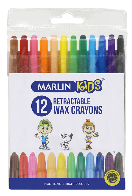 MARLIN RETRACTABLE CRAYONS KIDS 12'S