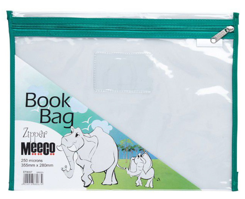 MEECO A4 PVC BOOK BAG WITH ZIP CLOSURE