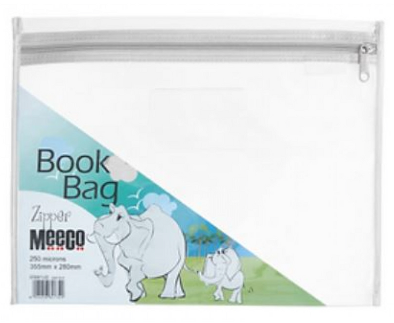 MEECO A4 PVC BOOK BAG WITH ZIP CLOSURE