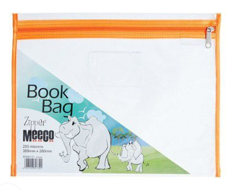 MEECO A4 PVC BOOK BAG WITH ZIP CLOSURE