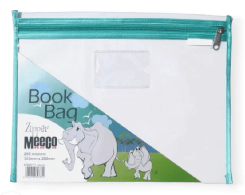 MEECO A4 PVC BOOK BAG WITH ZIP CLOSURE