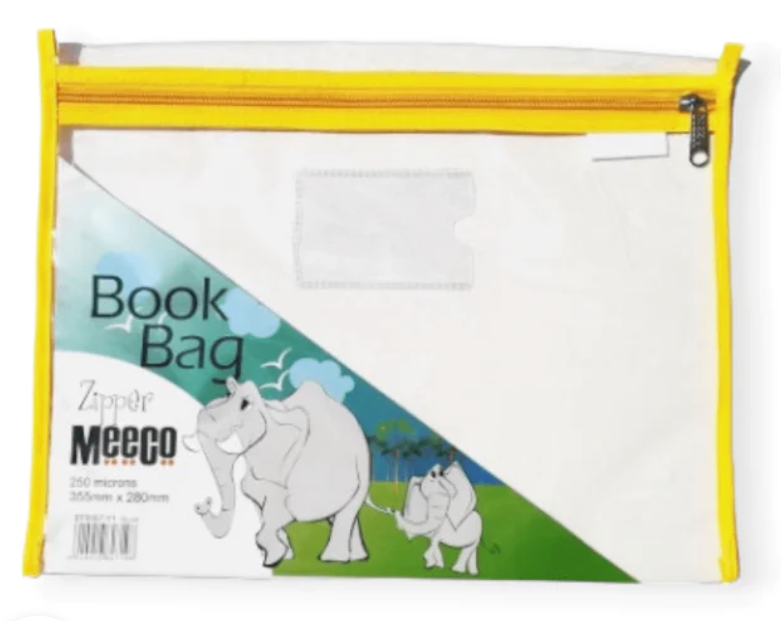 MEECO A4 PVC BOOK BAG WITH ZIP CLOSURE