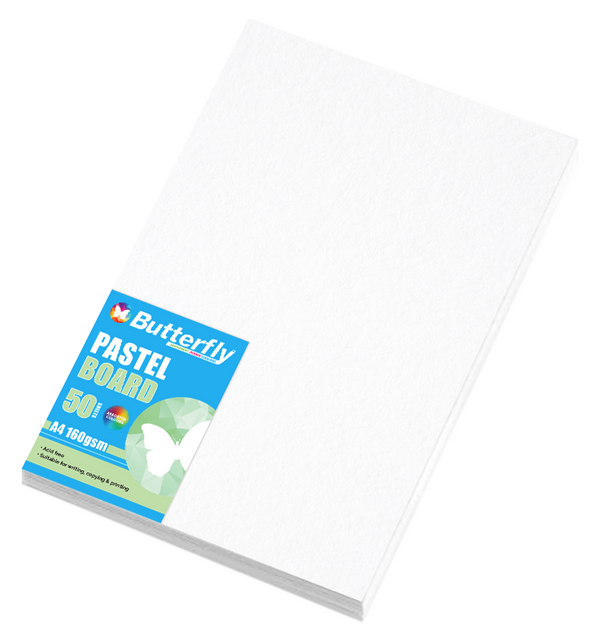 BUTTERFLY BOARD - A4 160gsm PASTEL - PACK OF 50 (WHITE)