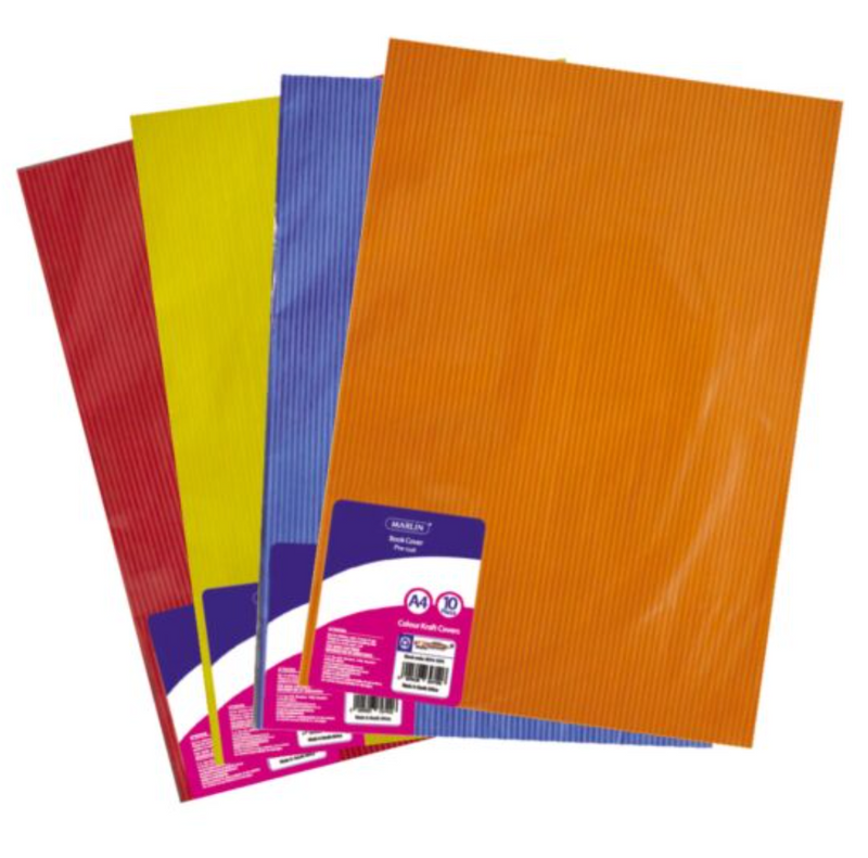 MARLIN KIDS PRECUT BOOK COVERS A4 COLOUR KRAFT 5'S