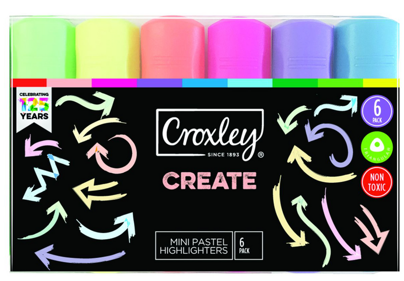 CROXLEY CREATE MINI PASTEL HIGHLIGHTERS BOX OF 6