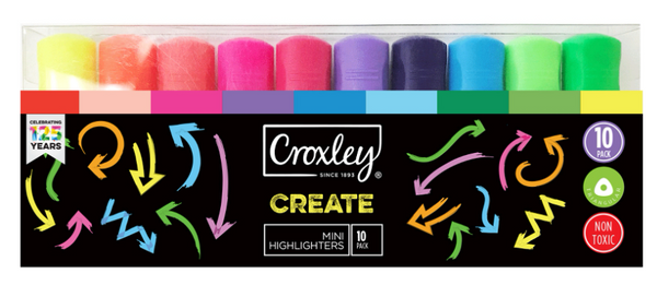 CROXLEY CREATE  MINI HIGHLIGHTERS BOX OF 10