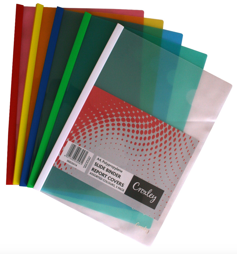 CROXLEY A4 REPORT BINDERS ASSORTED COLOURS PACK OF 5