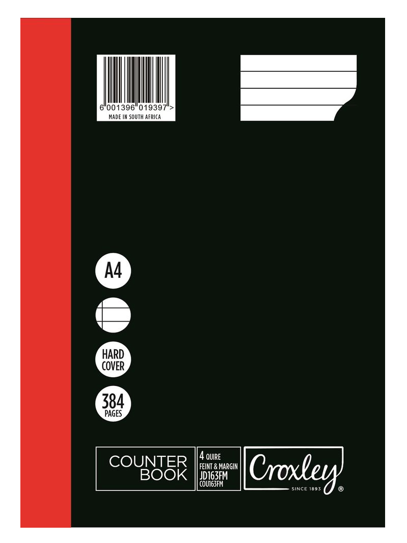 CROXLEY JD163 4-Quire 384 Page Ruled Feint & Margin A4