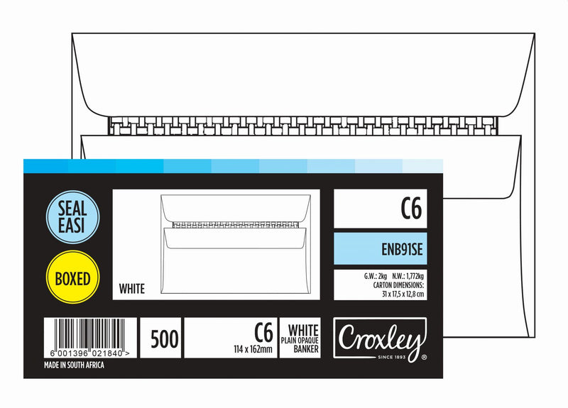 CROXLEY JD 91SE C6 White Seal Easi Envelopes – Unbanded