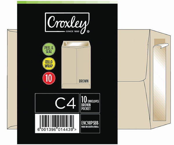 CROXLEY JD98PSBB C4 Brown Peel & Seal Envelopes – Cellowrapp