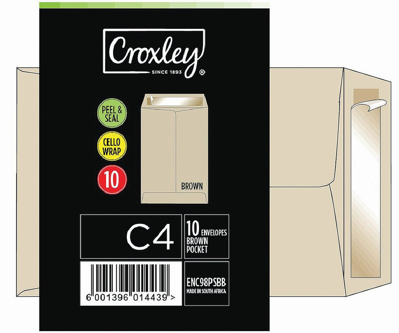 CROXLEY JD98PSBB C4 Brown Peel & Seal Envelopes – Cellowrapp