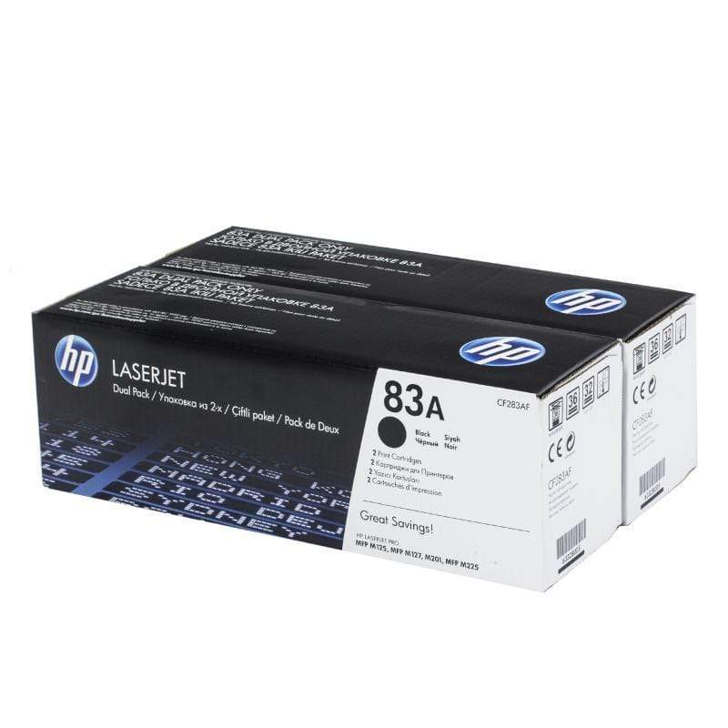 HP 83A Black Toner Cartridges 1,500 Pages Each Original CF283AF Dual-pack SKU: CF283AF