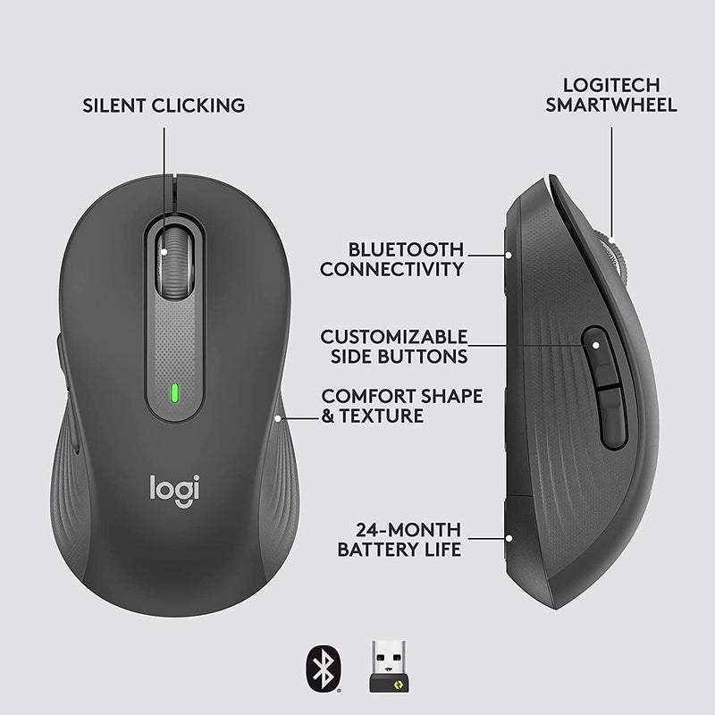 Logitech M650 Signature Wireless Mouse Graphite