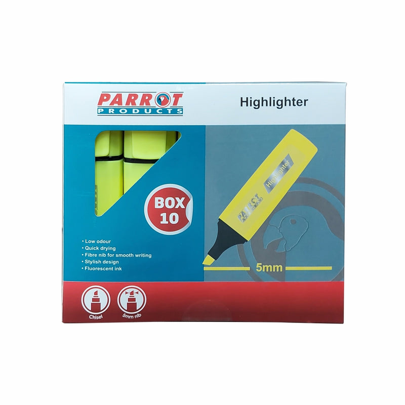 Parrot Marker Highlighter Box 10 - YELLOW