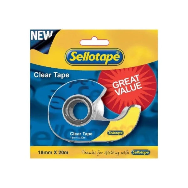 Sellotape Clear Tape 18MM x 20M With Casette Dispenser Carde Each