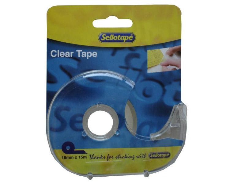 Sellotape Clear + Dispenser 18MM x 15M Carded