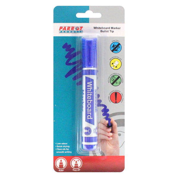 Parrot Whiteboard Marker (Bullet Tip - Carded - Blue)