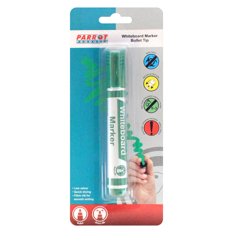 Parrot Whiteboard Marker (Bullet Tip - Carded - Green